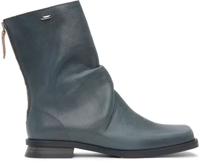 Our Legacy Blue Blunt Boots In Deep Sky Leather