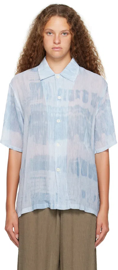 Our Legacy Blue Box Shirt In Blue Brush Stroke Pr