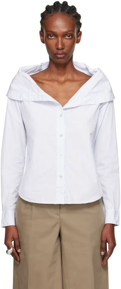 Our Legacy Off-shoulder White Cotton Shirt With Wide Collar