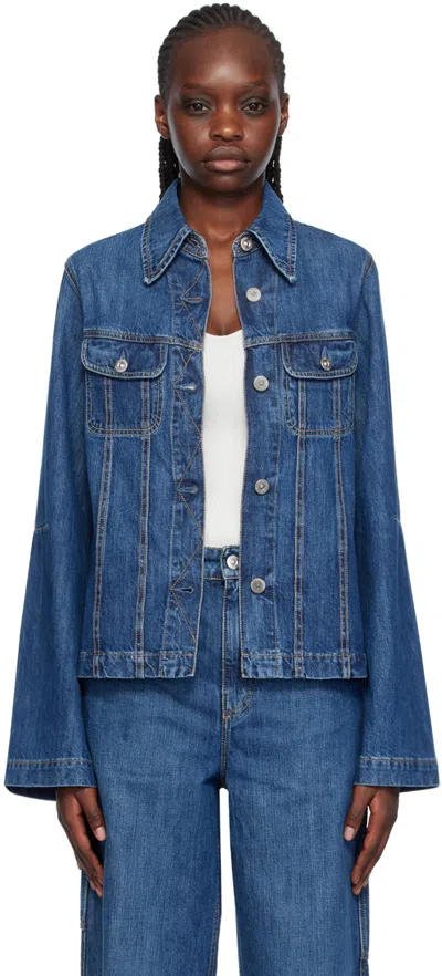 Our Legacy Lasso Western Structured Denim Jacket In Western Blue Denim