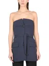 Our Legacy Blue Solid Strapless Top In Blue