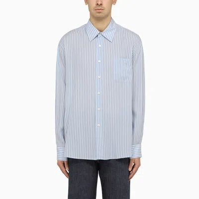 Our Legacy Blue Striped Cotton Shirt In Light Blue