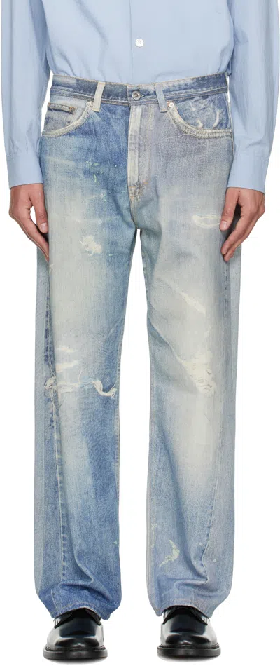 Our Legacy Distressed Straight-leg Washed Jeans In Blue
