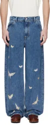 Our Legacy Indigo Blue Wide-leg Butterfly Jeans In Blue