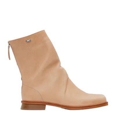 Our Legacy Beige Blunt Boots In Natural Tan Leather