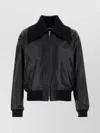 Our Legacy Pharos Leather Bomber Jacket With Removable Genuine Shearling Collar In Black
