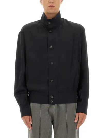 Our Legacy High Collar Long Sleeve Jacket With Pockets In Black
