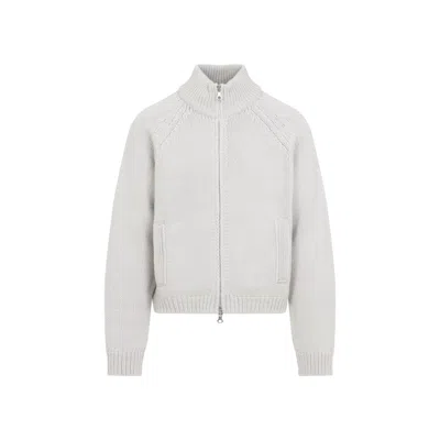 OUR LEGACY BONE WHITE EXTRAFINE MERINO WOOL ULTRA ZIP CARDIGAN