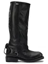 Our Legacy Knee-high Leather Boots Buckle Strap In Black