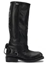 Our Legacy Knee-high Leather Boots Buckle Strap In Black