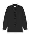 Our Legacy Classic Black Silk Shirt With Contrasting Button Closure In Black Voile