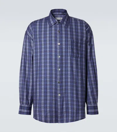 Our Legacy Borrowed Checked Cotton Shirt In Blue