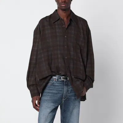 Our Legacy Borrowed Checked Cotton Shirt In Brown