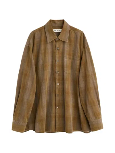 Our Legacy Mens Dakota Flannel Check Checked Relaxed-fit Cotton Shirt In Brown