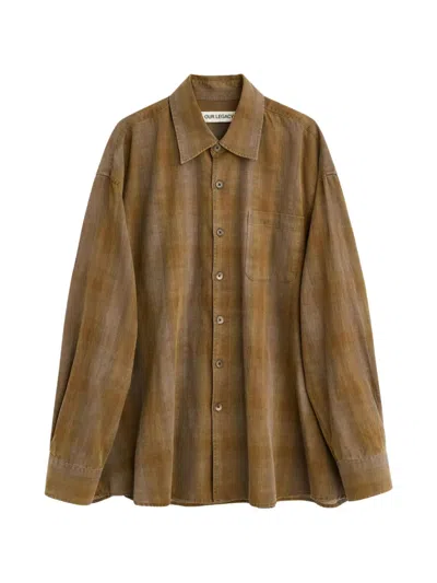 Our Legacy Mens Dakota Flannel Check Checked Relaxed-fit Cotton Shirt In Brown