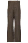 Our Legacy Brown Borrowed Chino Trousers In Tobacco Delave Linen