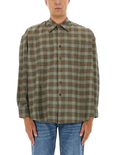 Our Legacy Borrowed Flannel Checked Shirt In Green