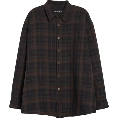 Our Legacy Borrowed Plaid Button-up Shirt In Black Sheer Shadow Check