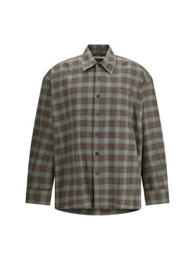 Our Legacy Borrowed Checked Button-down Shirt In Gray
