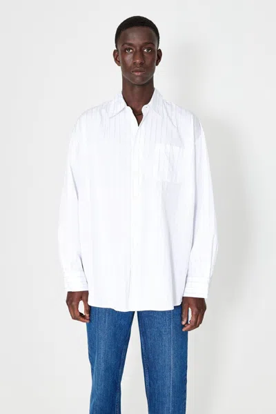 Pre-owned Our Legacy Borrowed Shirt Blue Sapphire Pinstripe In White