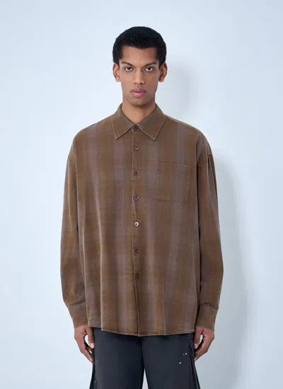 Our Legacy Mens Dakota Flannel Check Checked Relaxed-fit Cotton Shirt In Brown
