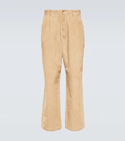 Our Legacy Borrowed Wide-leg Cotton And Linen Pants In Washed Oat Cotton Linen Cord