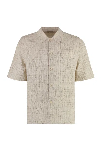 Our Legacy Box Linen-cotton Blend Shirt In Light Authentic Seersucker