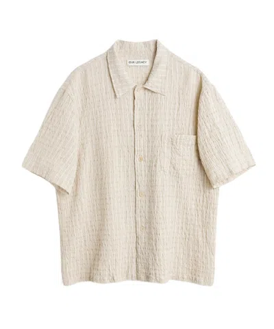 Our Legacy Boxy Cotton Seersucker Shirt In Light Authentic Seersucker