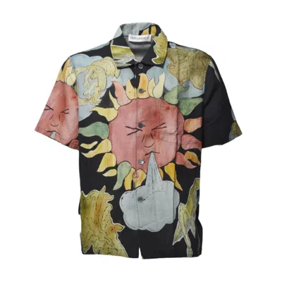 OUR LEGACY OUR LEGACY BOX SHIRT SHORT SLEEVE LINEN COTTON MULTICOLOR PRINT