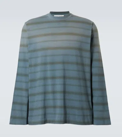 Our Legacy Mens Spray Fade Ghost Stripe Striped Boxy-fit Long-sleeve Cotton-shirt In Blue