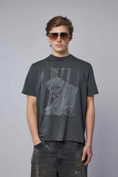 Our Legacy Men S Box T-shirt Angry Fan Mail Print In Gray