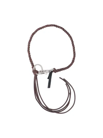 Our Legacy Braided Leather Necklace In Brown