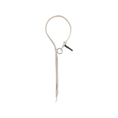 Our Legacy Braided Leather Necklace In Metallic