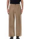 Our Legacy Bridge Chino Wide Leg Cotton Trousers In Brown