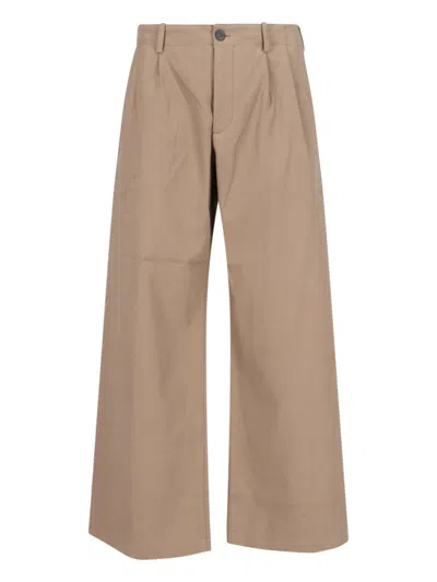 Our Legacy Wide Leg Trousers Pleated Front In Neutral