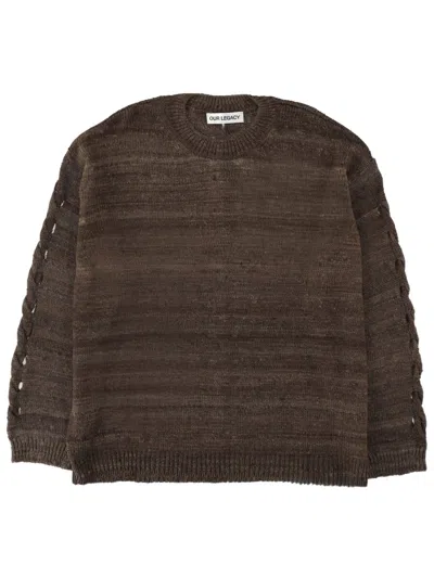 Our Legacy Popover Silk Open-knit Sweater In Brown