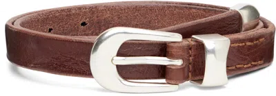 Our Legacy Adjustable Leather Belts Smooth Finish Design In Brown