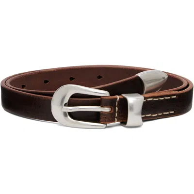 Our Legacy Brown 2cm Belt In Yellow