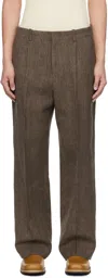 Our Legacy Brown Borrowed Chino Trousers In Tobacco Delave Linen