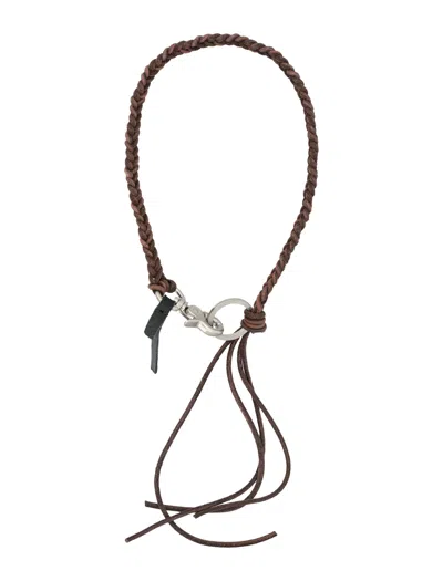Our Legacy Brown Braided Ladon Necklace In Burgundy