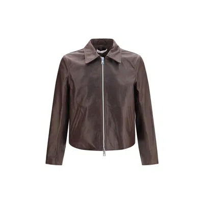 Our Legacy Brown Calf Leather Bos Taurus Leather Jacket