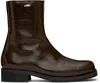 Our Legacy Camion Square-toe Leather Boots In Olive Leather