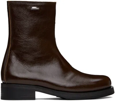 Our Legacy Stylish Block Heel Round Toe Boots In Brown