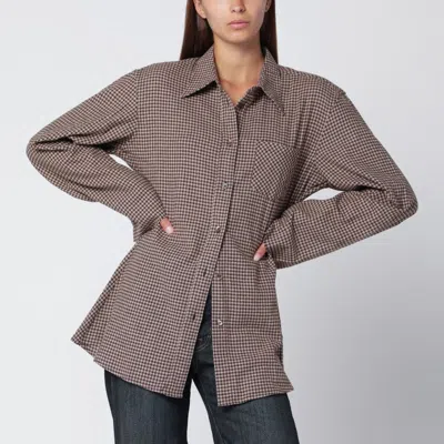 OUR LEGACY BROWN CHECKED FLANNEL SHIRT