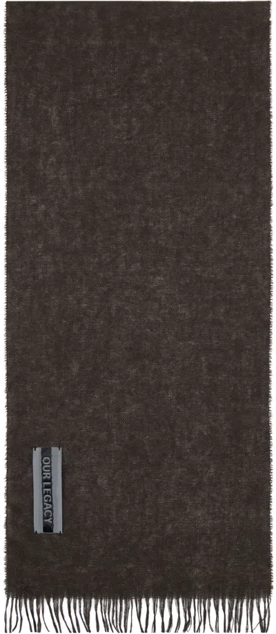 Our Legacy Brown Cottage Scarf In Oak Grey Wool