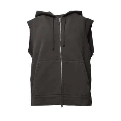 Our Legacy Brown Cotton Hooded Motor Vest In Black