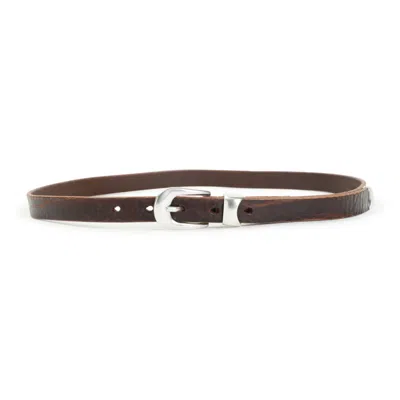 Our Legacy Brown Cow Leather 2 Cm Belt In Black
