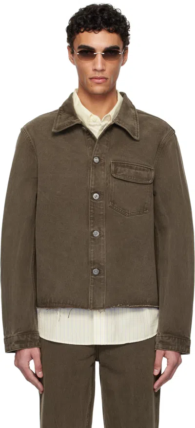 Our Legacy Brown Cut Rebirth Denim Jacket In Choco Overdye