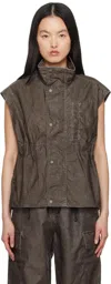 Our Legacy Brown Firm Vest In Brown Wash Out Nylon
