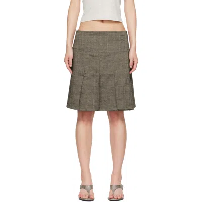 Our Legacy Girdle Pleated Linen And Silk-blend Mini Skirt In Green